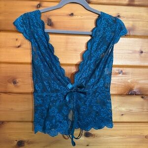 Elegant Teal Lace Lingerie Top